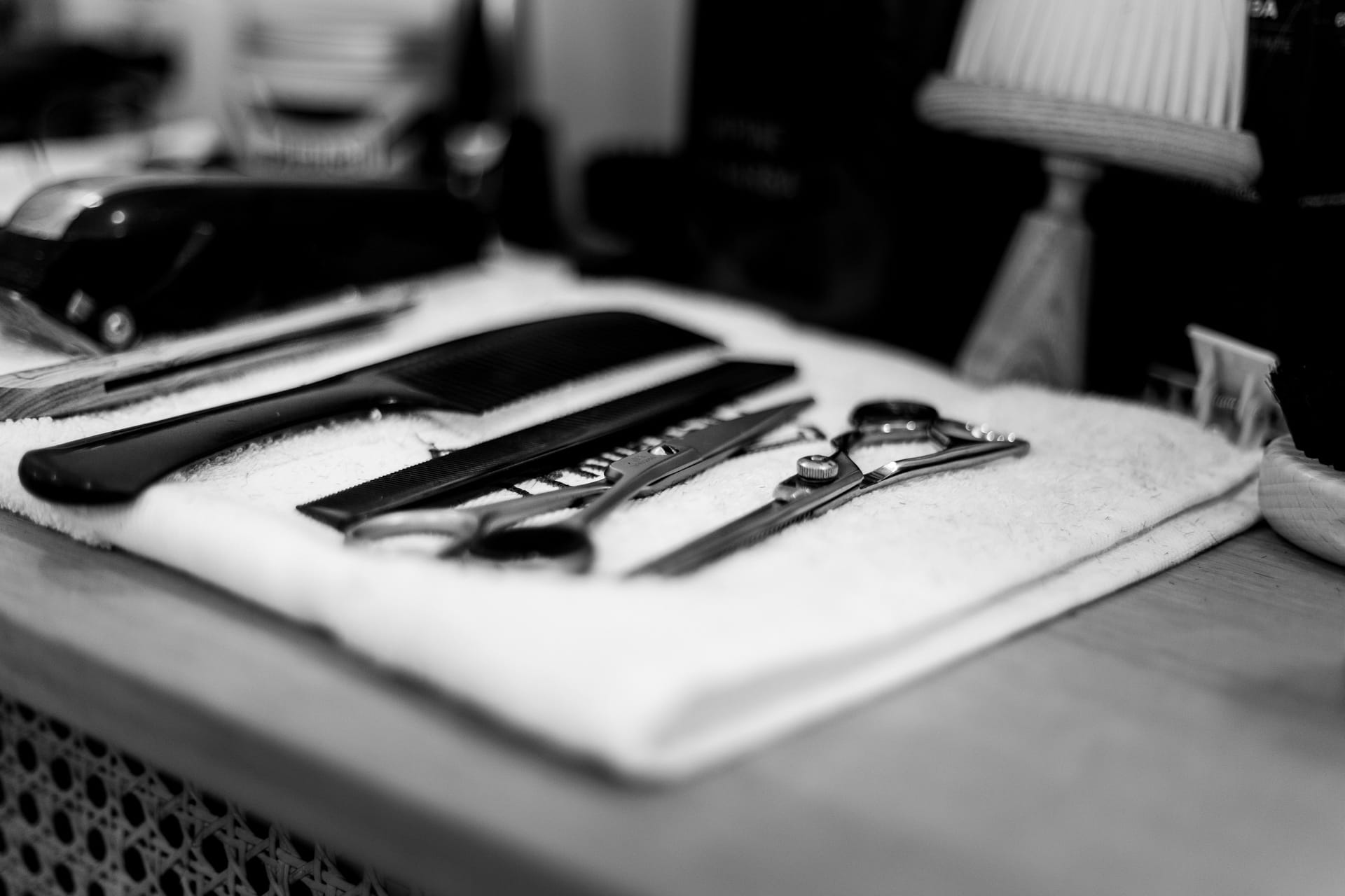 Grooming tools laid out on a shelf